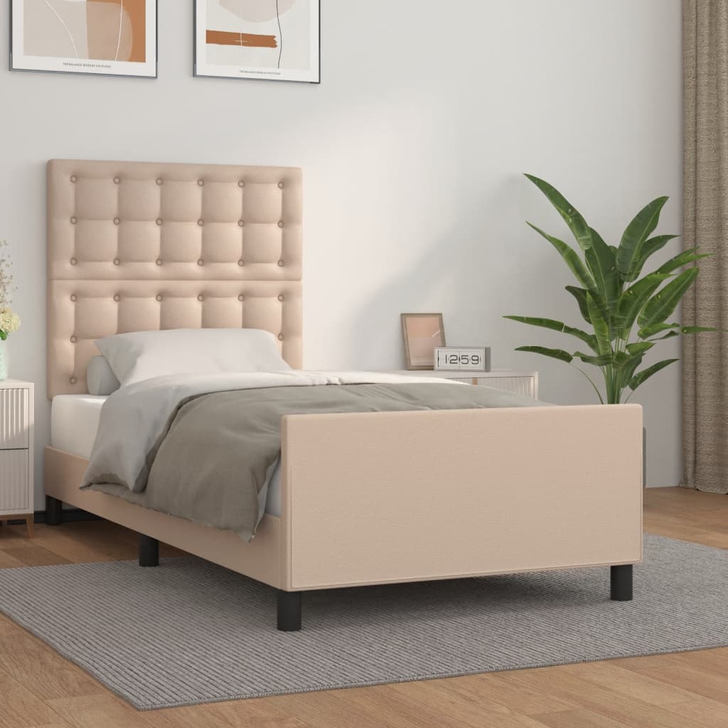 Okvir za krevet s uzglavljem cappuccino 80x200 cm umjetna koža