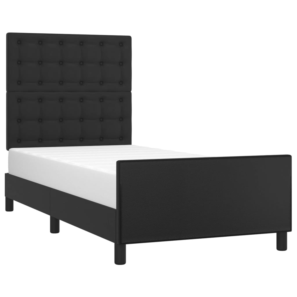 Okvir za krevet s uzglavljem crni 90x190 cm od umjetne kože