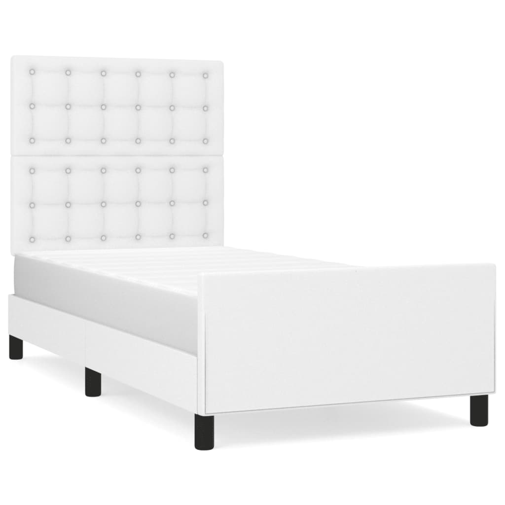 Okvir za krevet s uzglavljem bijeli 90x190 cm od umjetne kože