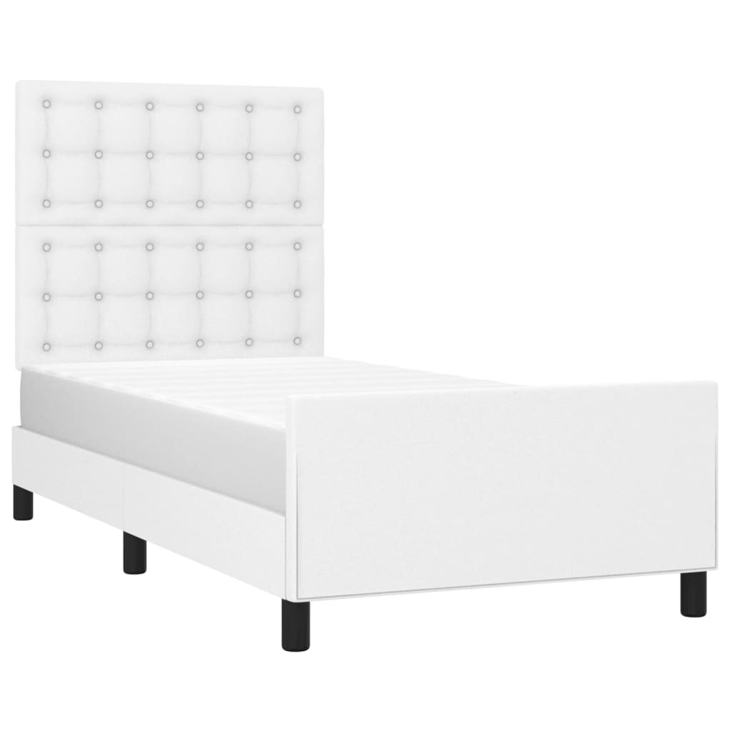 Okvir za krevet s uzglavljem bijeli 90x190 cm od umjetne kože
