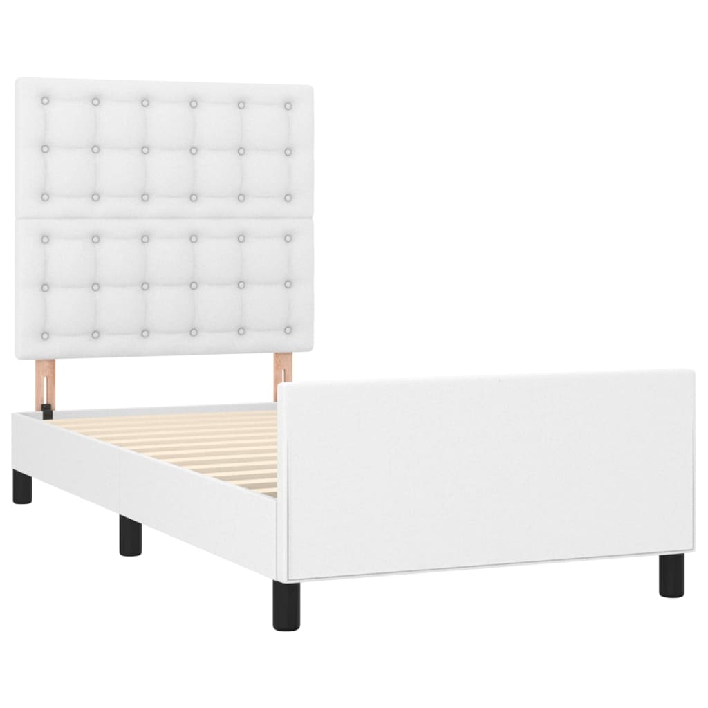 Okvir za krevet s uzglavljem bijeli 90x190 cm od umjetne kože