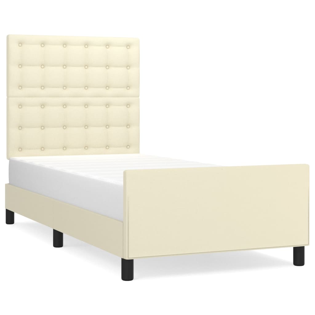 Okvir za krevet s uzglavljem krem 90x190 cm od umjetne kože