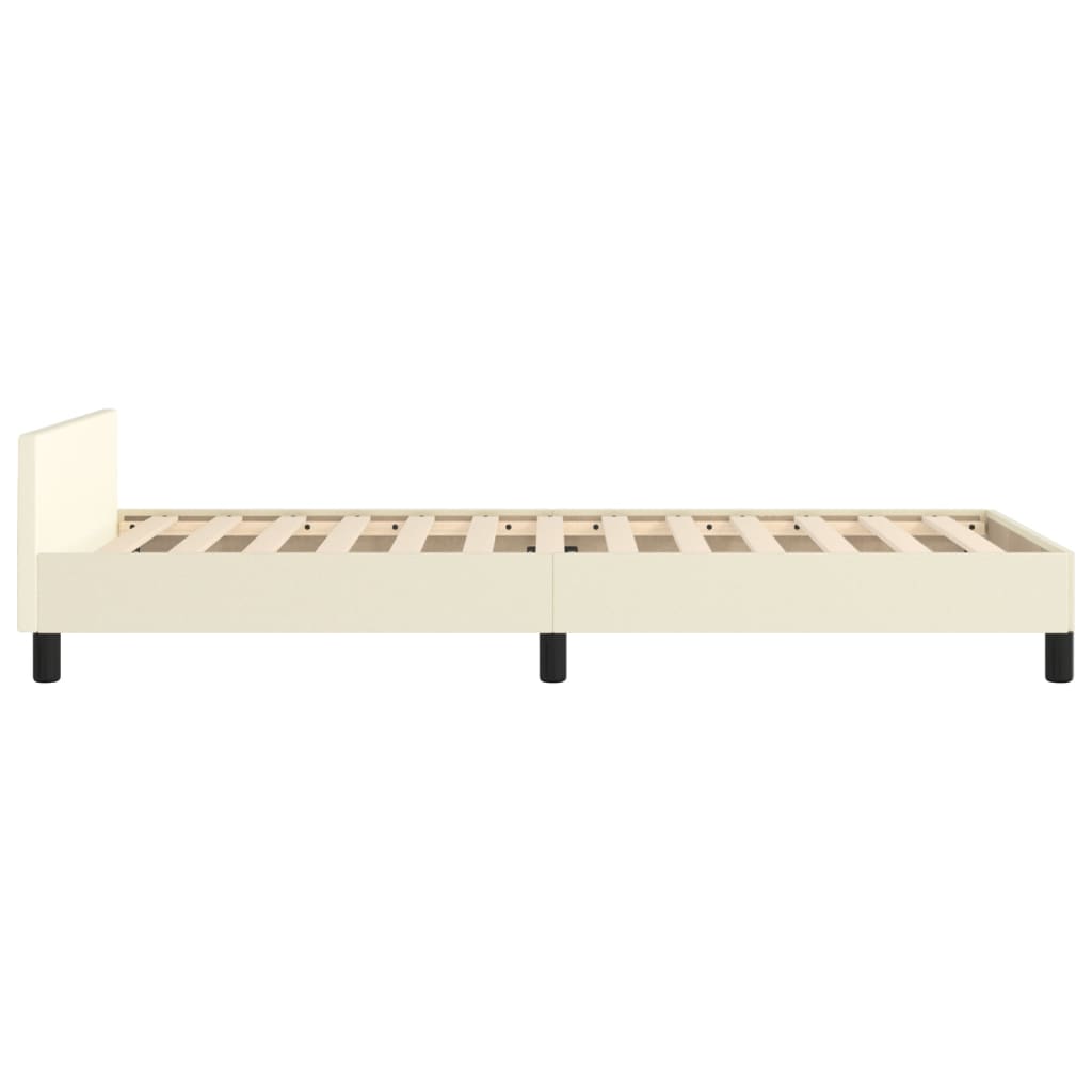 Okvir za krevet s uzglavljem krem 90x190 cm od umjetne kože