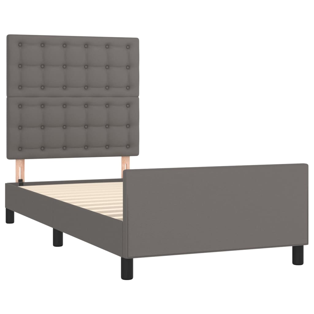 Okvir za krevet s uzglavljem sivi 90x190 cm od umjetne kože
