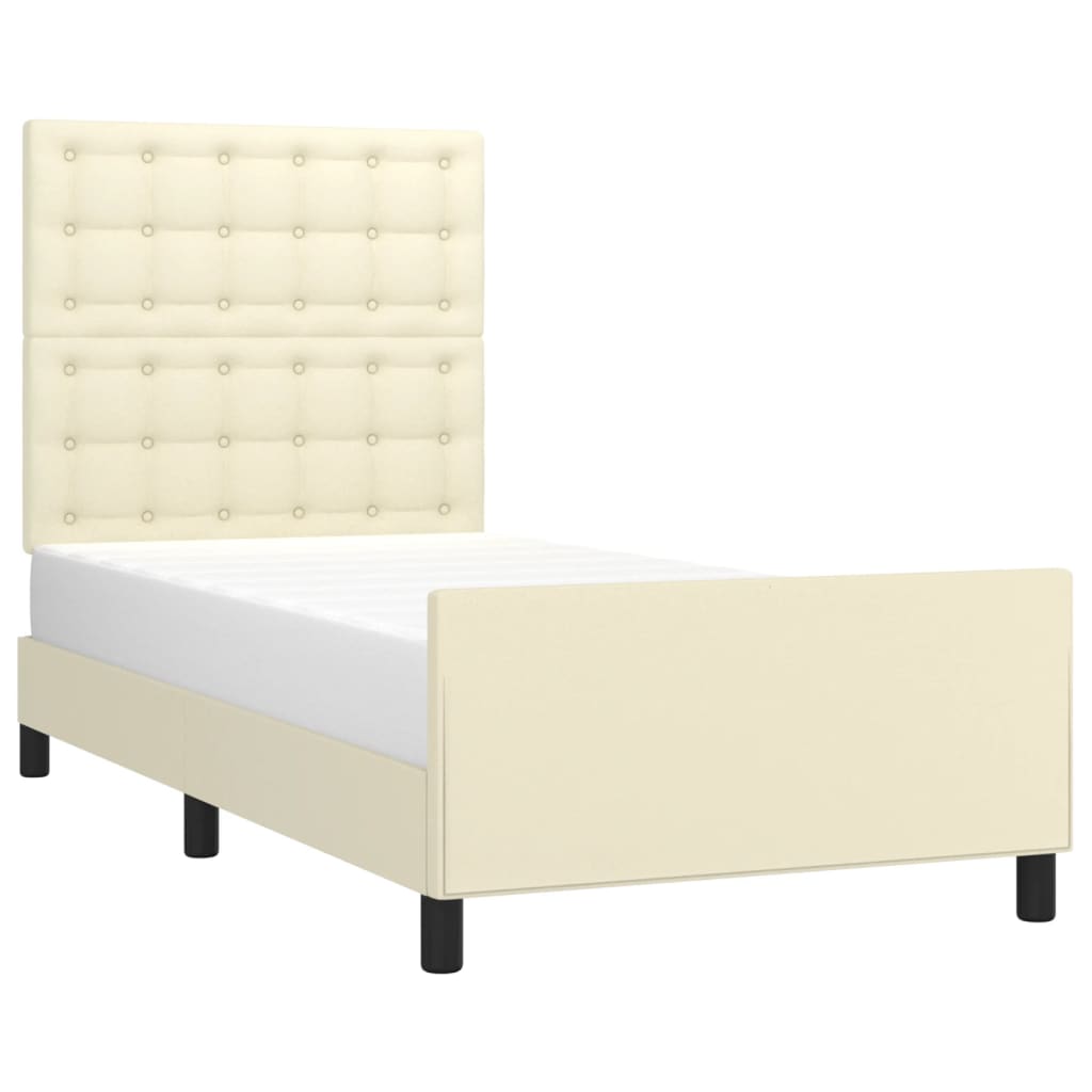 Okvir za krevet s uzglavljem krem 90x200 cm od umjetne kože