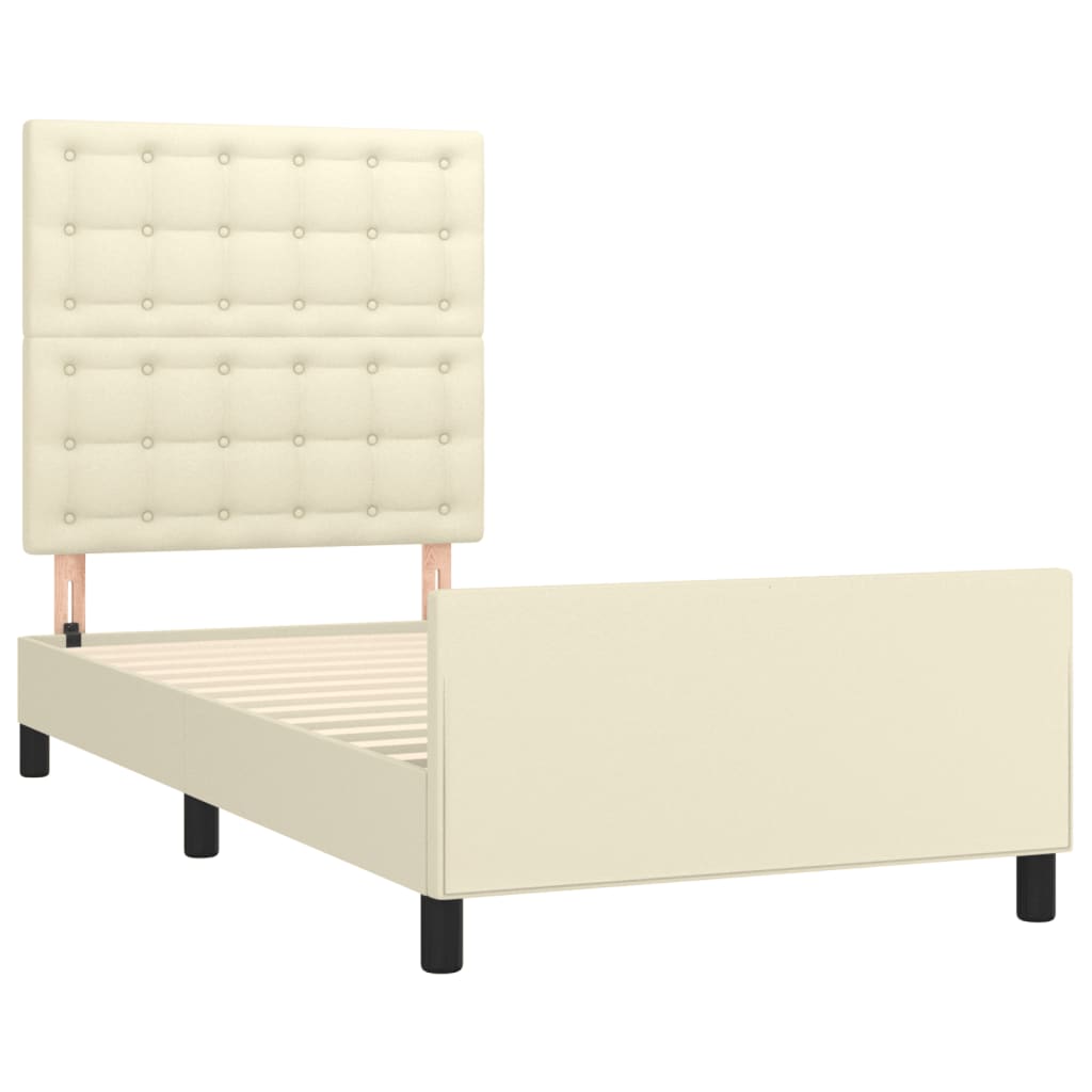 Okvir za krevet s uzglavljem krem 90x200 cm od umjetne kože