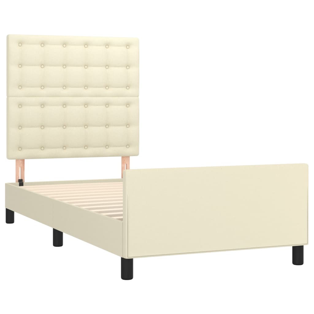 Okvir za krevet s uzglavljem krem 100x200 cm od umjetne kože