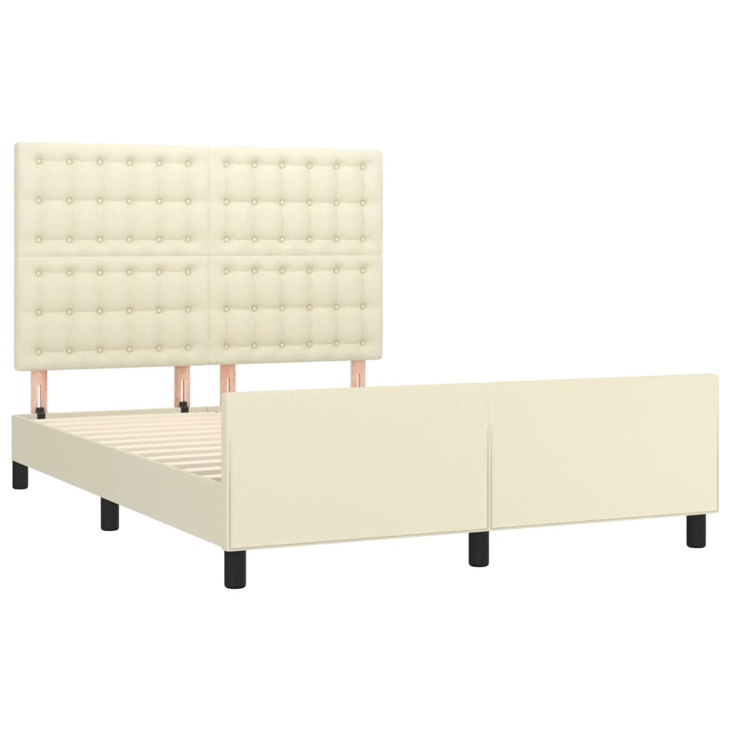Okvir za krevet s uzglavljem krem 140x190 cm od umjetne kože