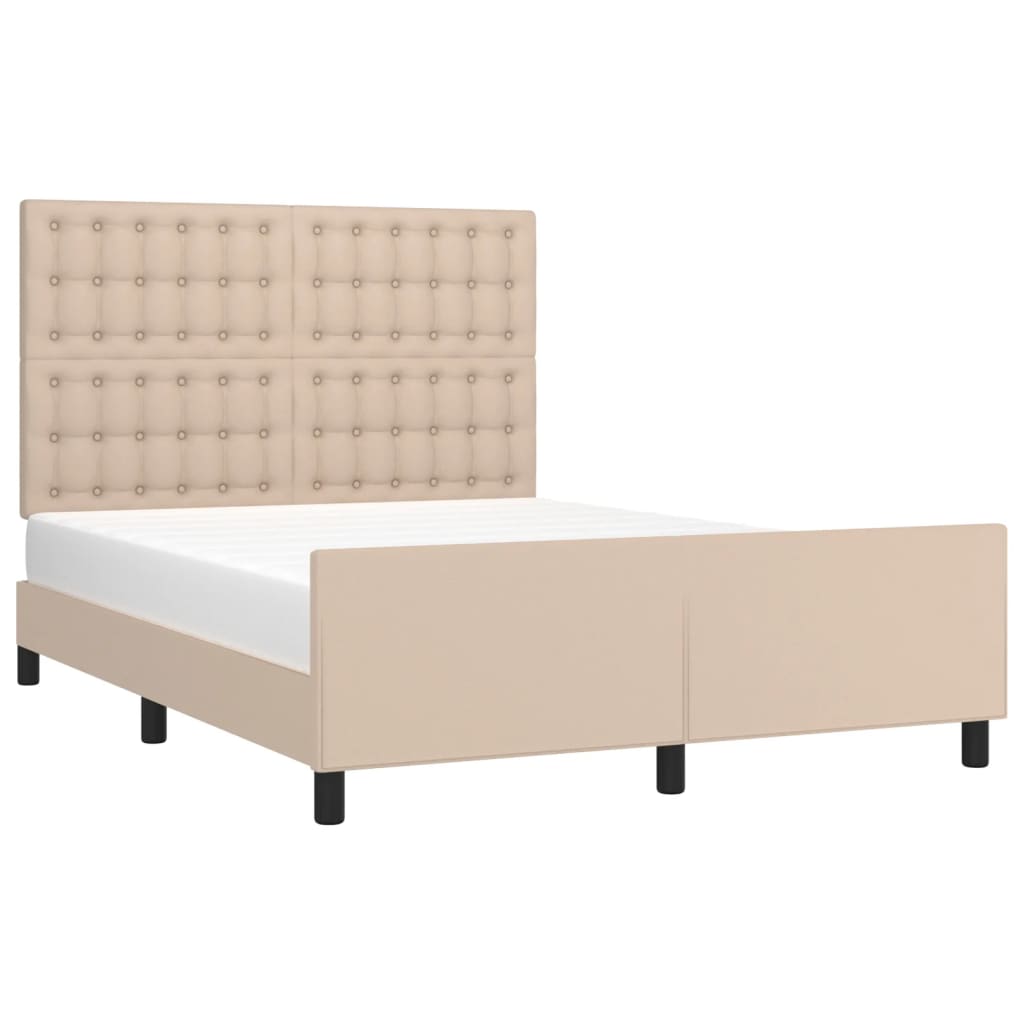 Okvir za krevet s uzglavljem cappuccino 140x190 cm umjetna koža