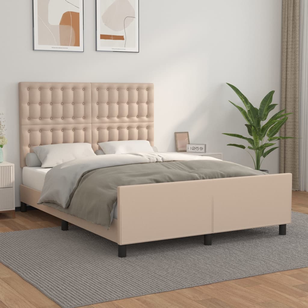 Okvir za krevet s uzglavljem cappuccino 140x190 cm umjetna koža