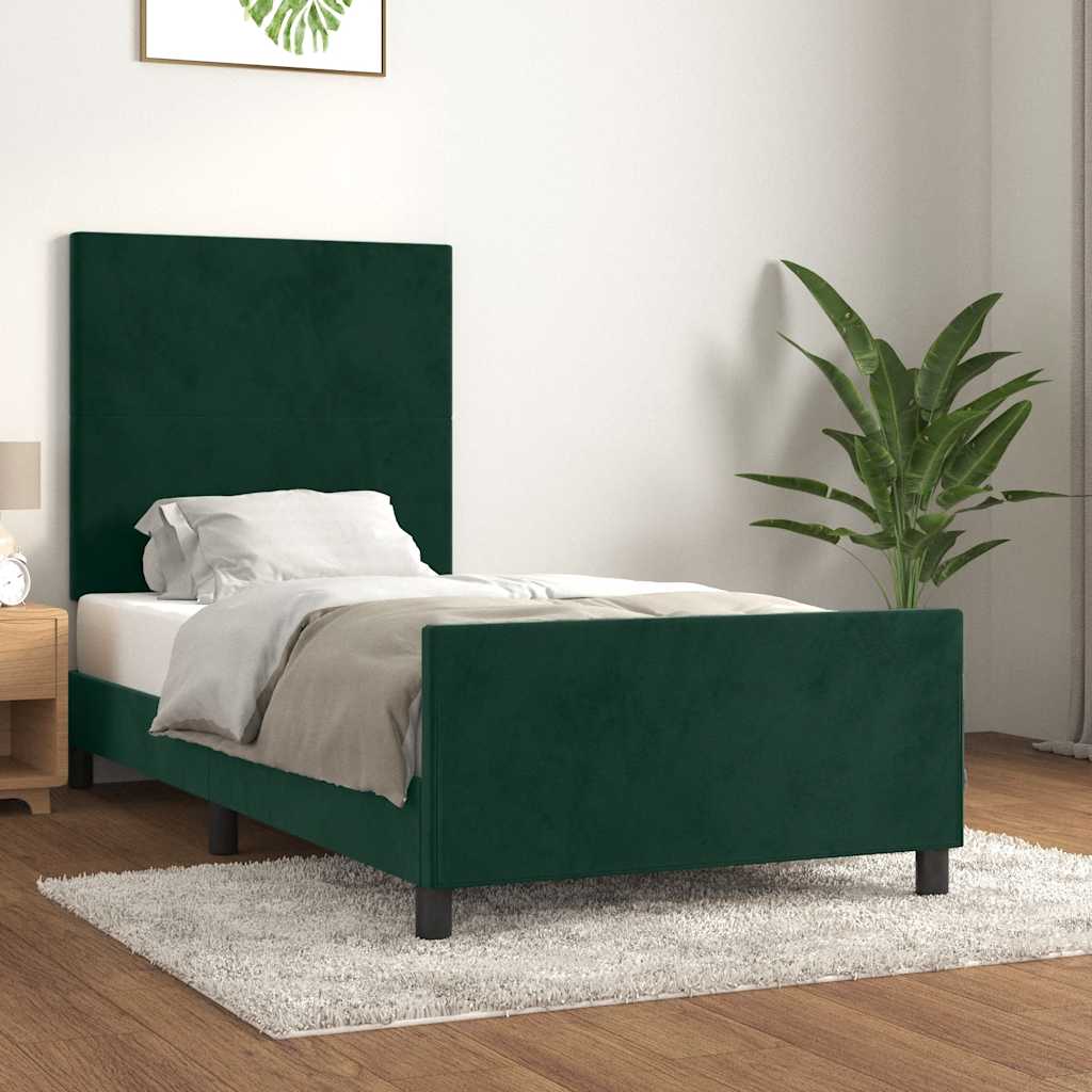 Okvir za krevet bez madraca tamnozeleni 80 x 200 cm baršunasti