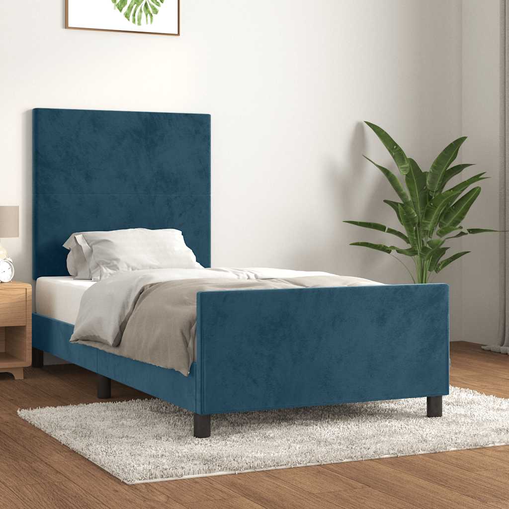 Okvir za krevet bez madraca tamnoplavi 90x200 cm baršunasti