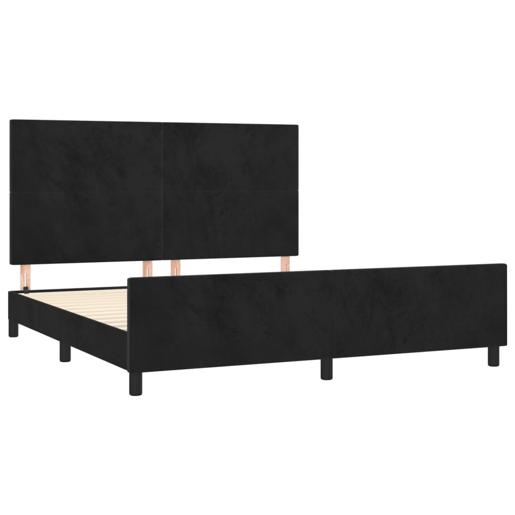Okvir za krevet s uzglavljem crni 180x200 cm baršunasti