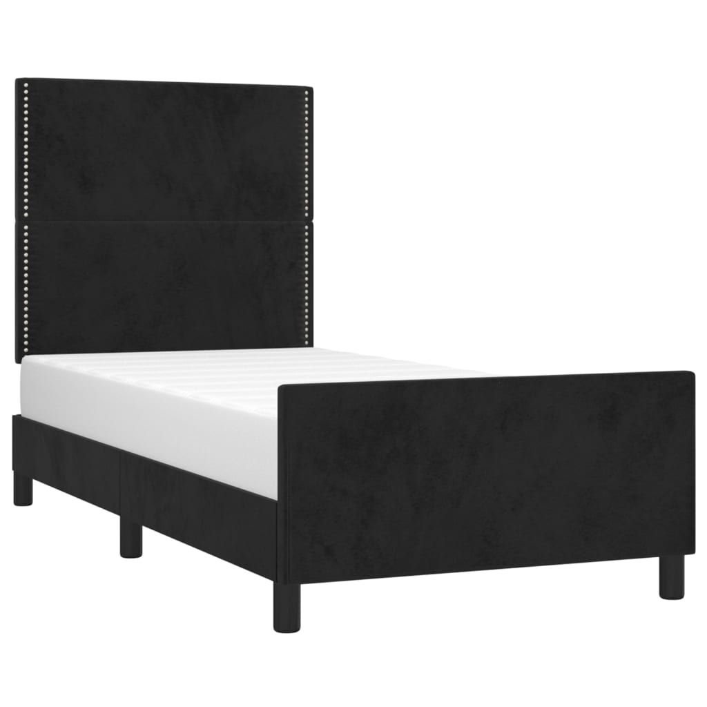 Okvir za krevet s uzglavljem crni 90x200 cm baršunasti