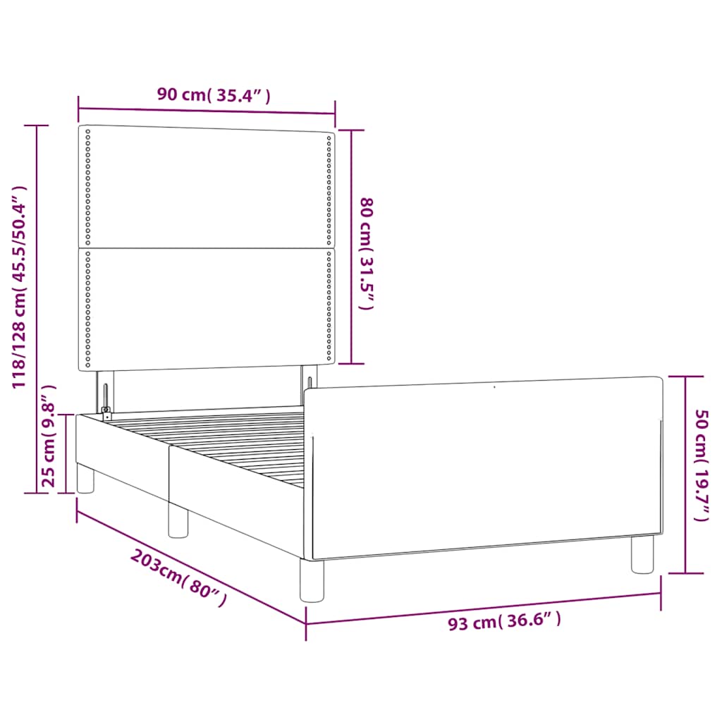 Okvir za krevet bez madraca tamnoplavi 90x200 cm baršunasti