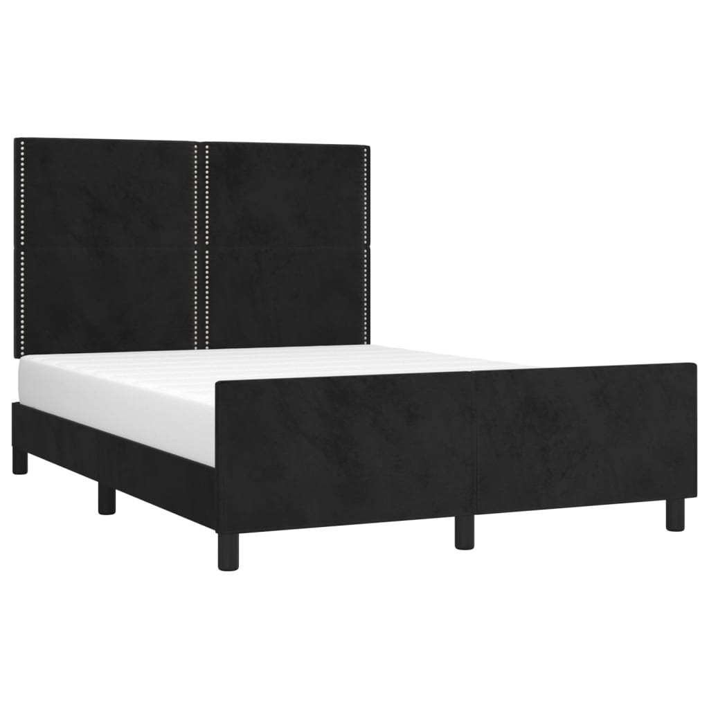 Okvir za krevet bez madraca crni 140 x 190 cm baršunasti