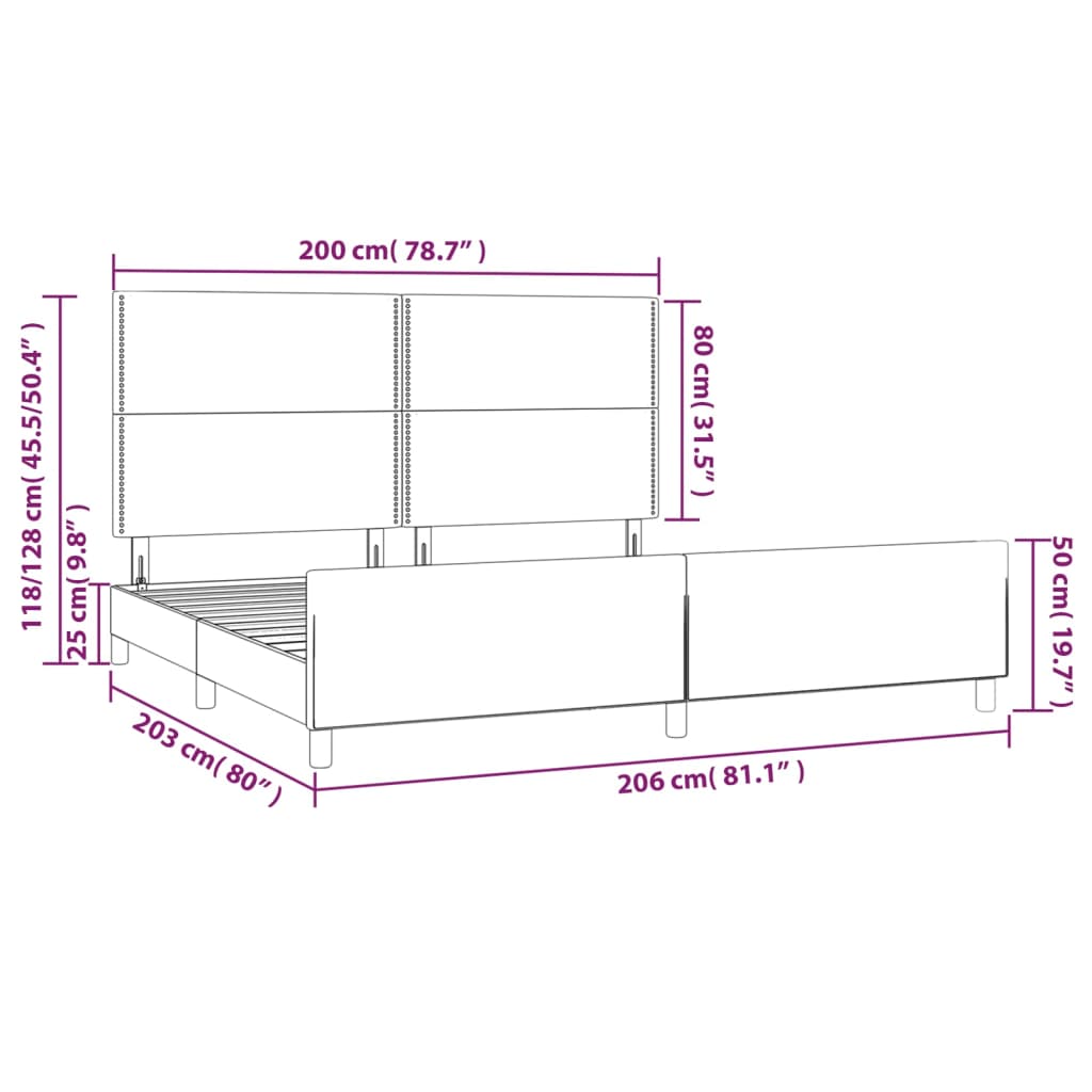 Okvir za krevet bez madraca tamnosivi 200x200 cm baršunasti