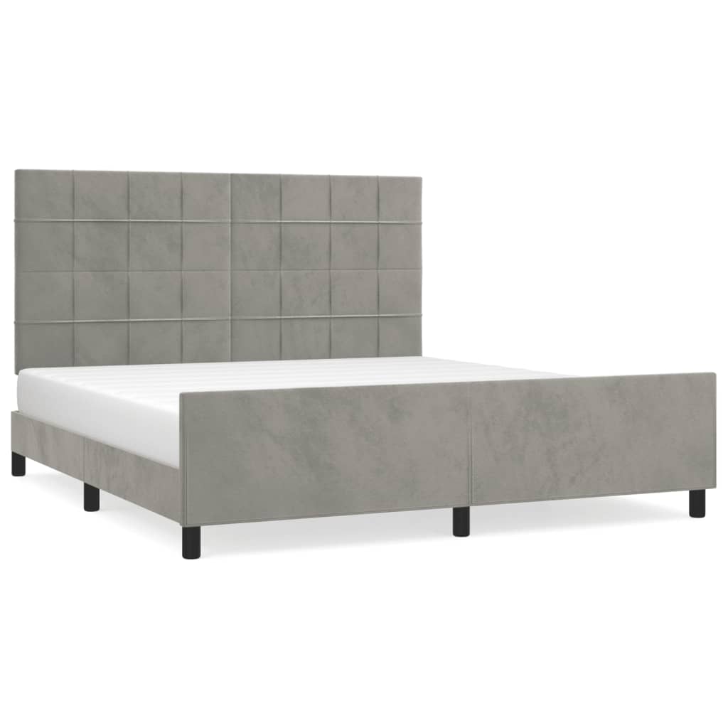 Okvir za krevet bez madraca svjetlosivi 160 x 200 cm baršunasti