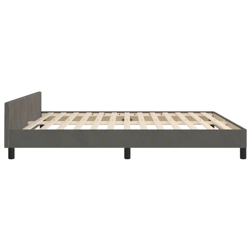 Okvir za krevet s uzglavljem tamnosivi 180x200 cm baršunasti