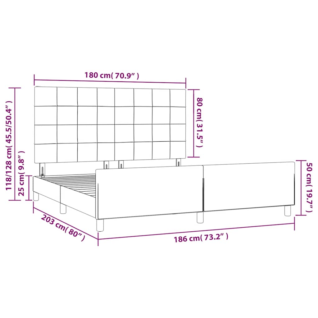 Okvir za krevet s uzglavljem tamnoplavi 180x200 cm baršunasti