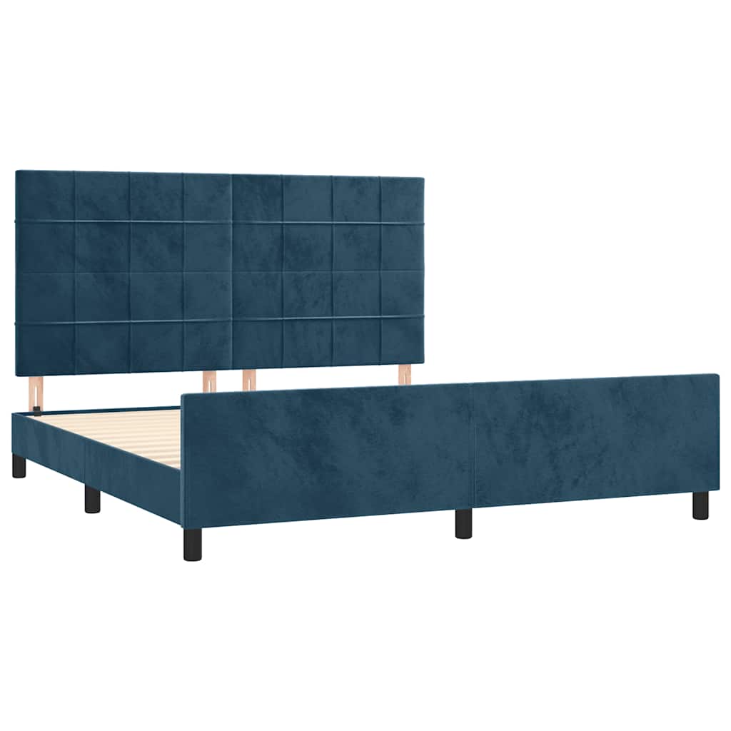 Okvir za krevet s uzglavljem tamnoplavi 180x200 cm baršunasti