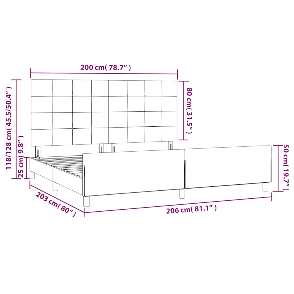 Okvir za krevet bez madraca tamnozeleni 200x200 cm baršunasti