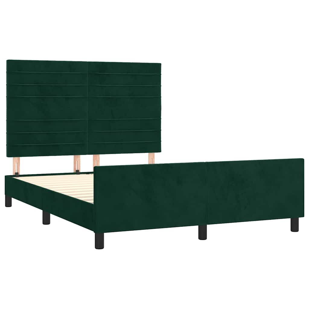 Okvir za krevet bez madraca tamnozeleni 140x190 cm baršunasti