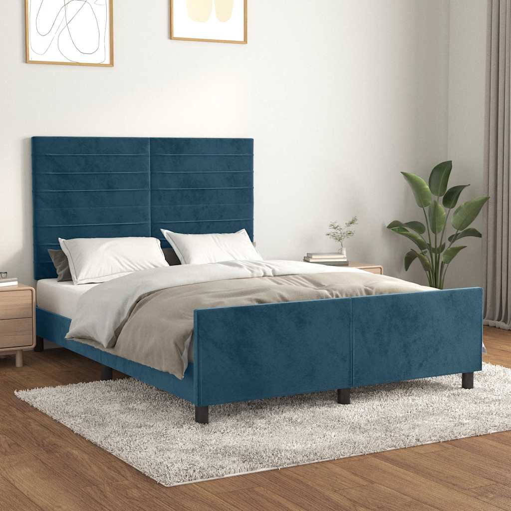 Okvir za krevet bez madraca tamnoplavi 140x190 cm baršunasti