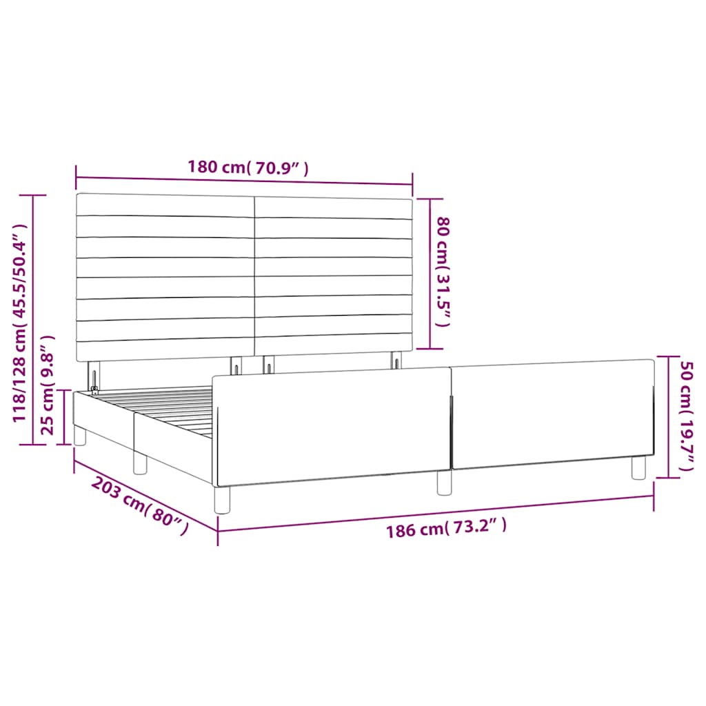 Okvir za krevet s uzglavljem tamnoplavi 180x200 cm baršunasti