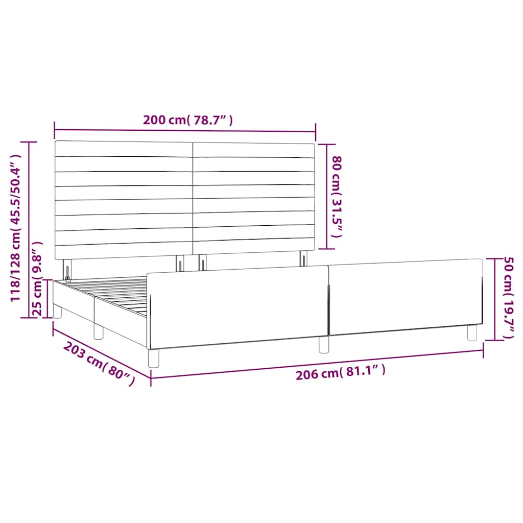 Okvir za krevet bez madraca tamnozeleni 200x200 cm baršunasti