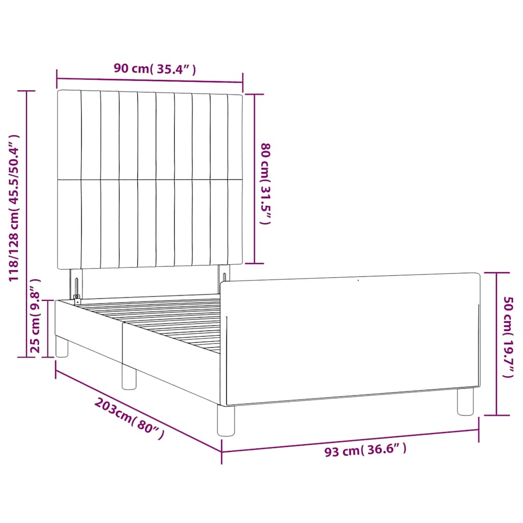 Okvir za krevet bez madraca tamnoplavi 90x200 cm baršunasti