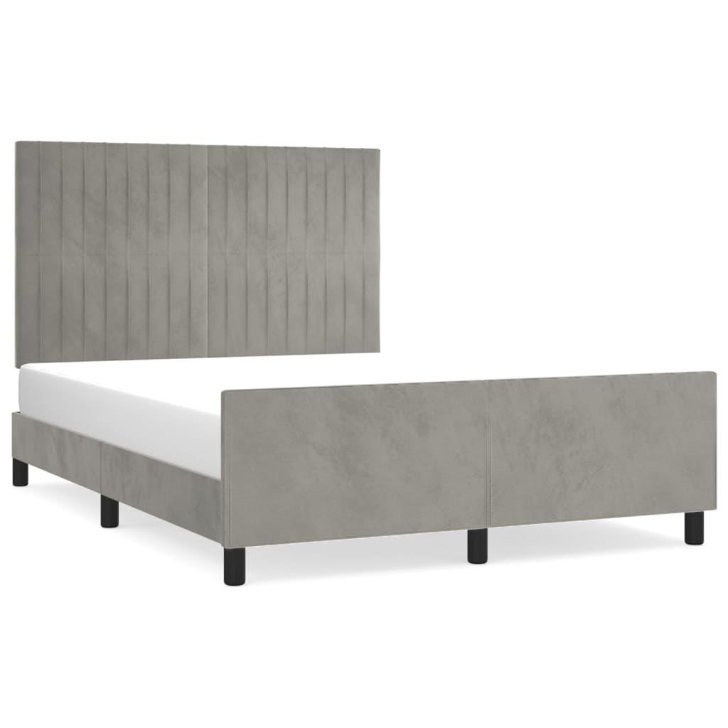 Okvir za krevet bez madraca svjetlosivi 140 x 190 cm baršunasti