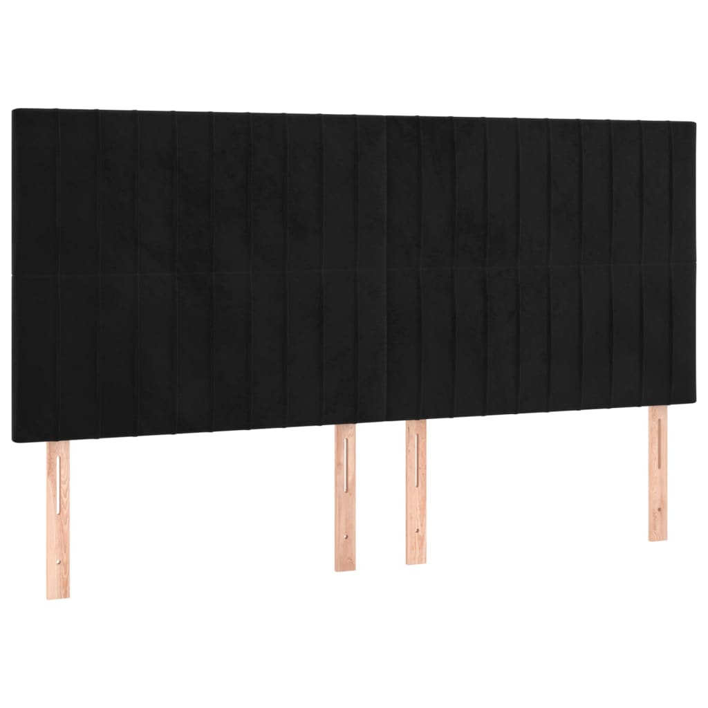 Okvir za krevet s uzglavljem crni 180x200 cm baršunasti