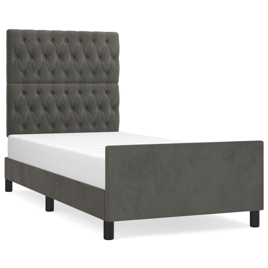 Okvir za krevet bez madraca tamnosivi 90x190 cm baršunasti