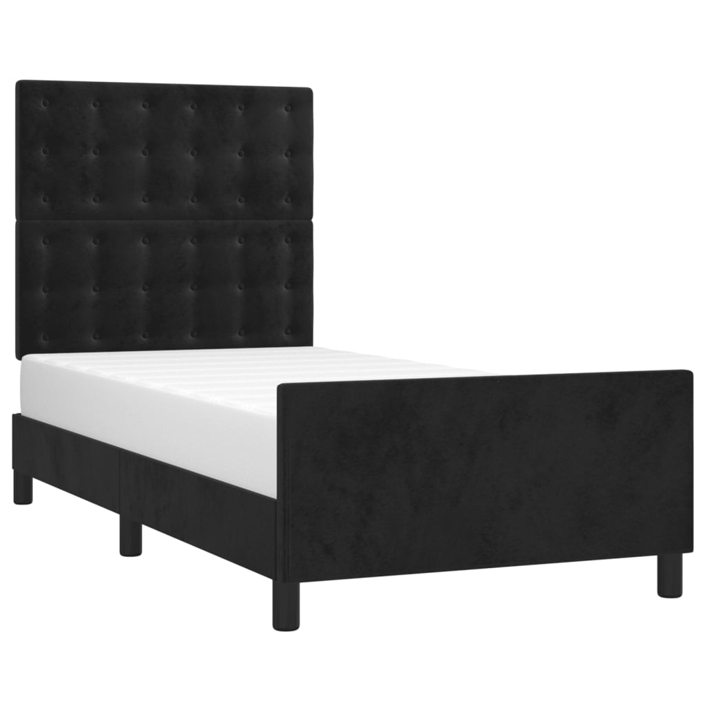 Okvir za krevet s uzglavljem crni 80x200 cm baršunasti
