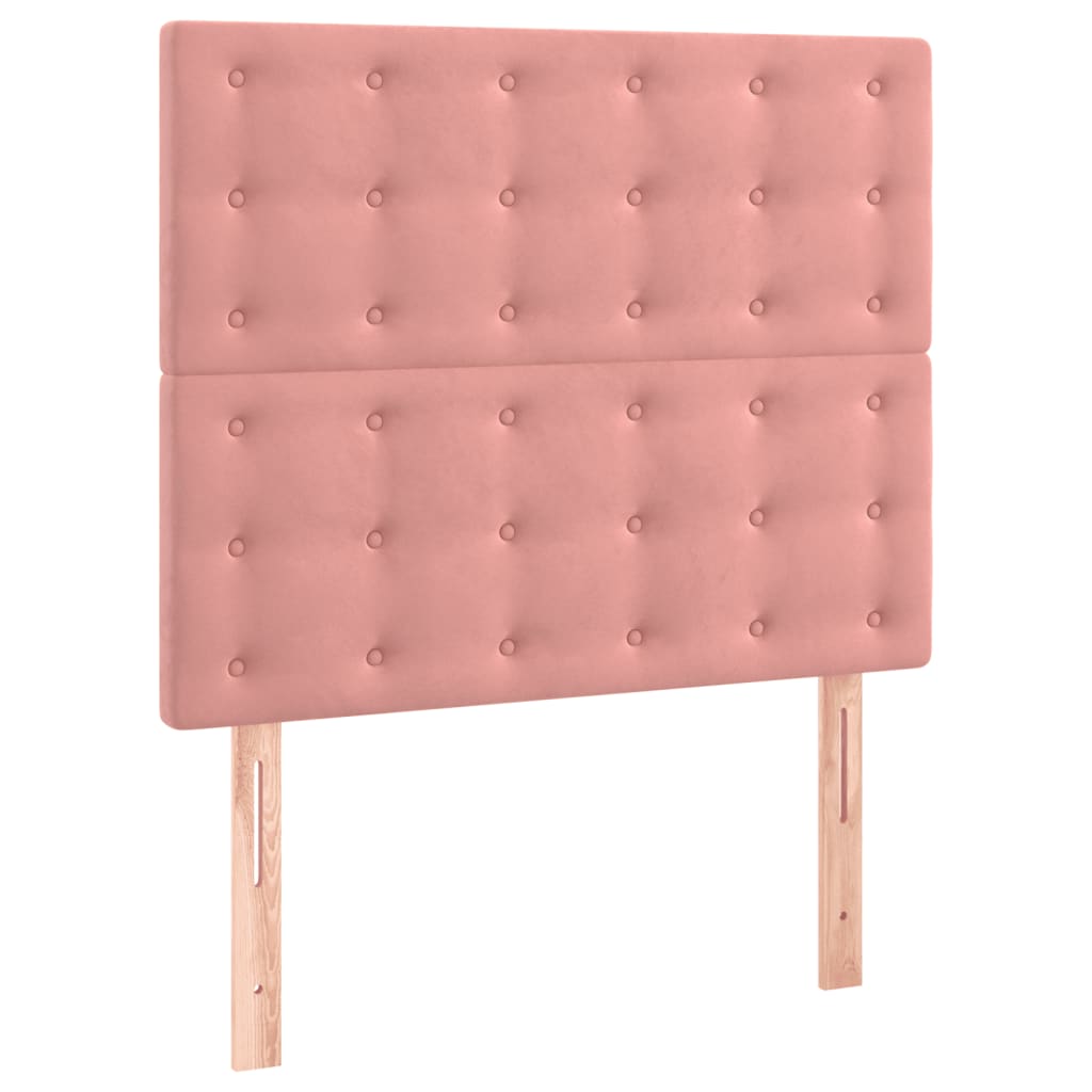 Okvir za krevet s uzglavljem ružičasti 90x200 cm baršunasti