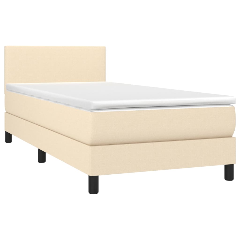 Krevet s oprugama i madracem krem 100 x 200 cm od tkanine