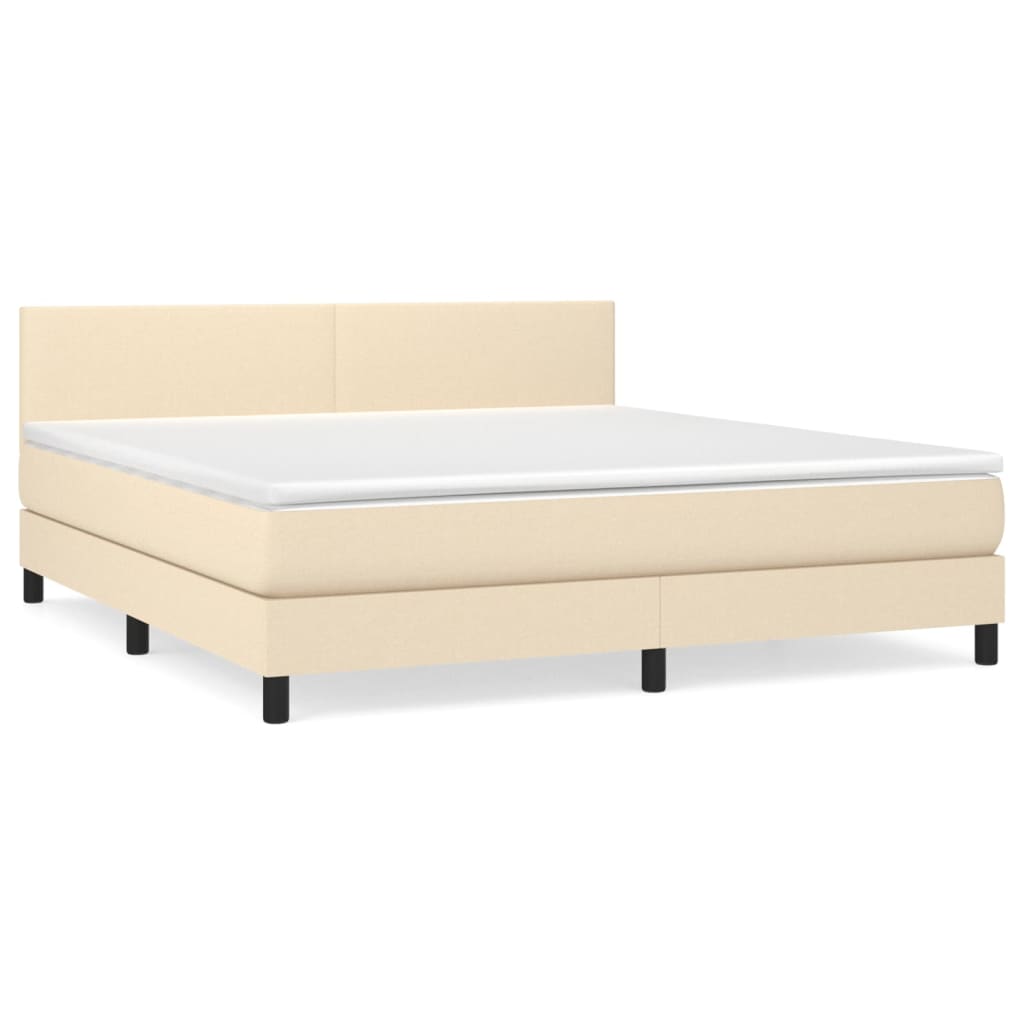 Krevet s oprugama i madracem krem 160x200 cm od tkanine