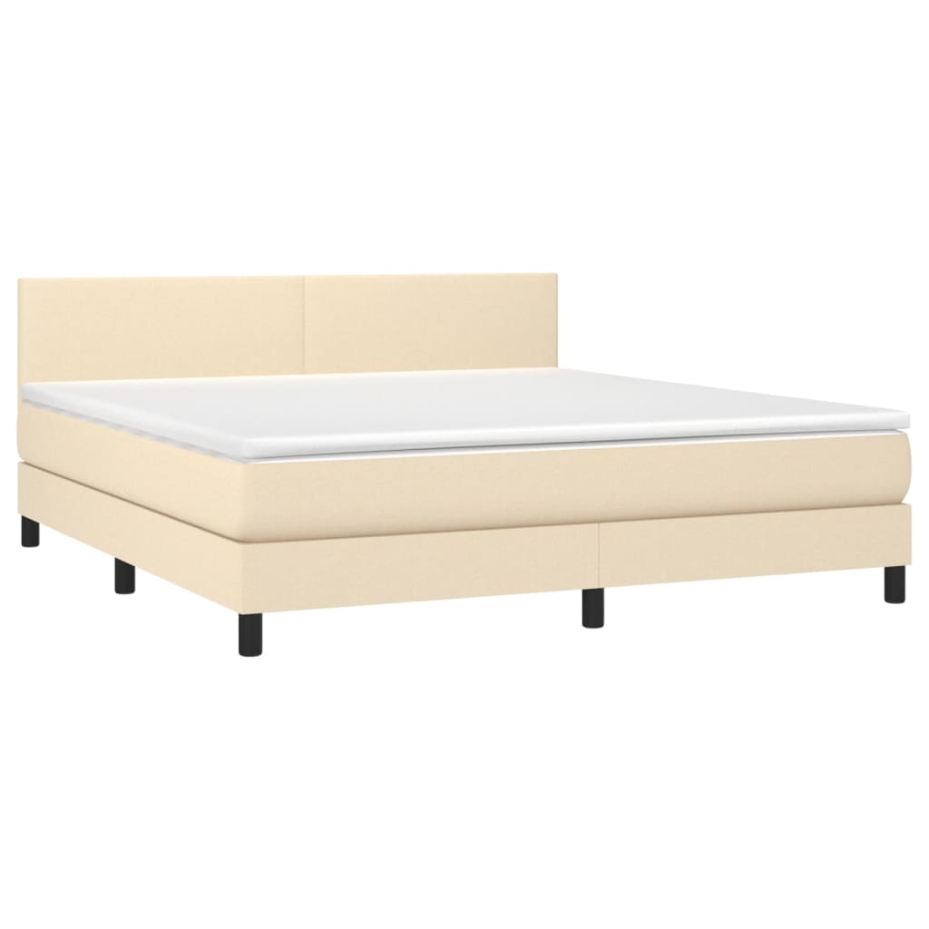 Krevet s oprugama i madracem krem 160x200 cm od tkanine