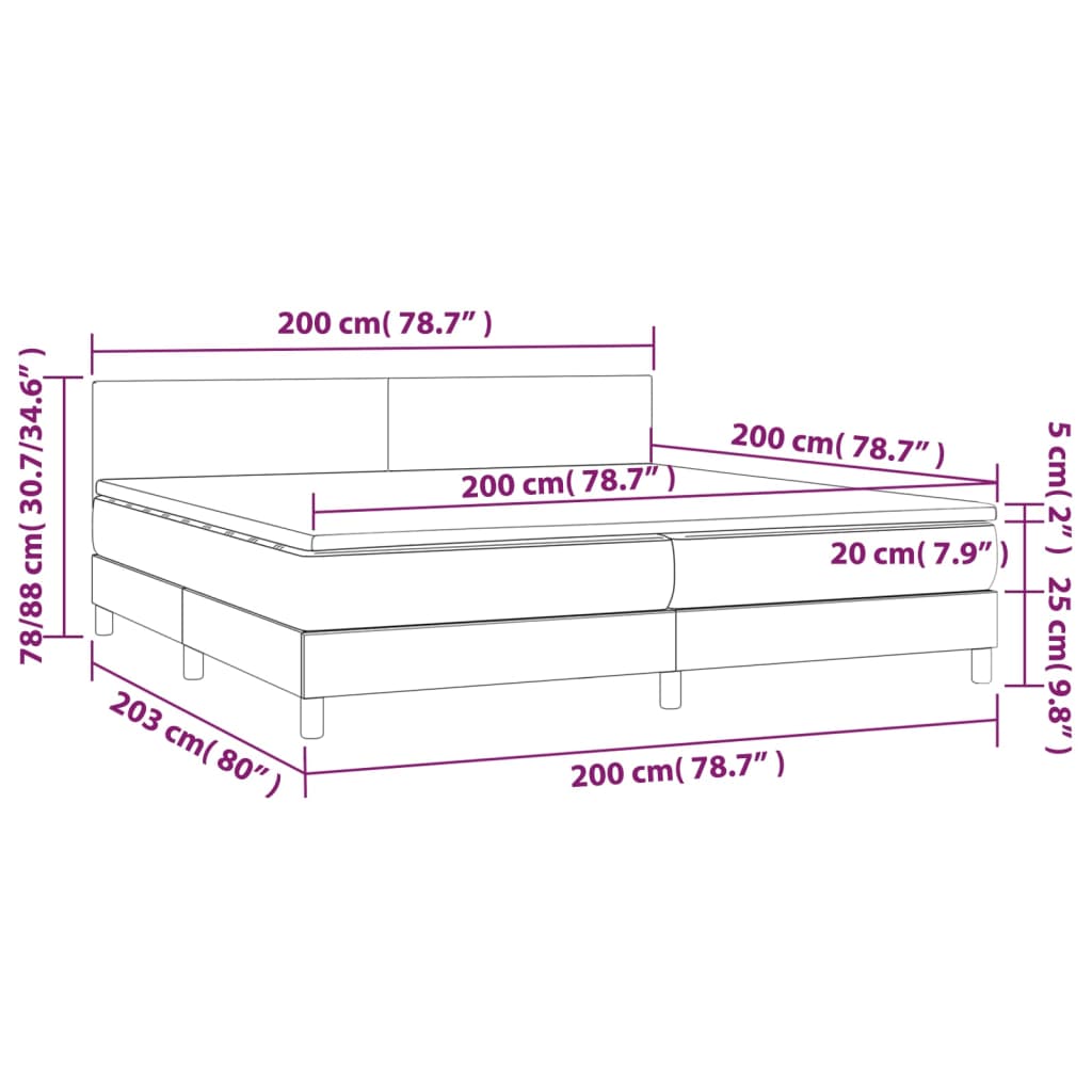 Krevet s oprugama i madracem crni 200x200 cm od tkanine