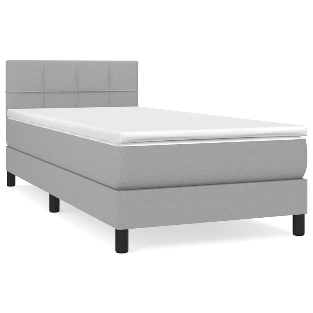 Box spring krevet s madracem svjetlosivi 90x190 cm od tkanine