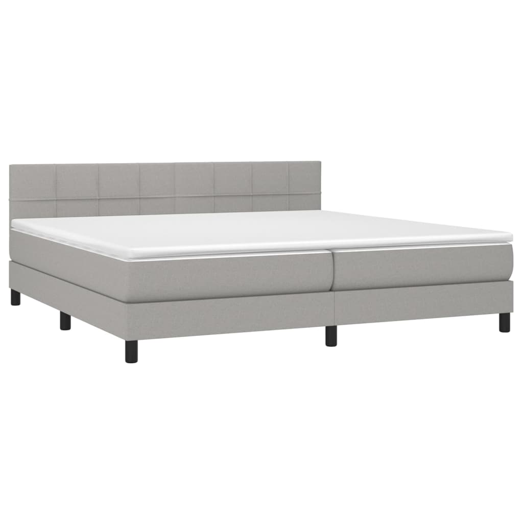 Krevet s oprugama i madracem svjetlosivi 200 x 200cm od tkanine