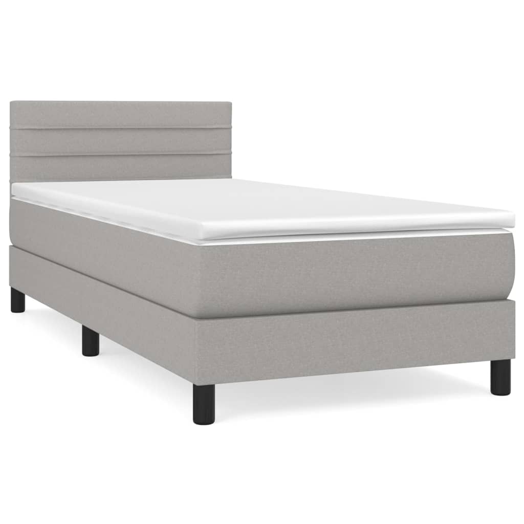 Box spring krevet s madracem svjetlosivi 90x190 cm od tkanine