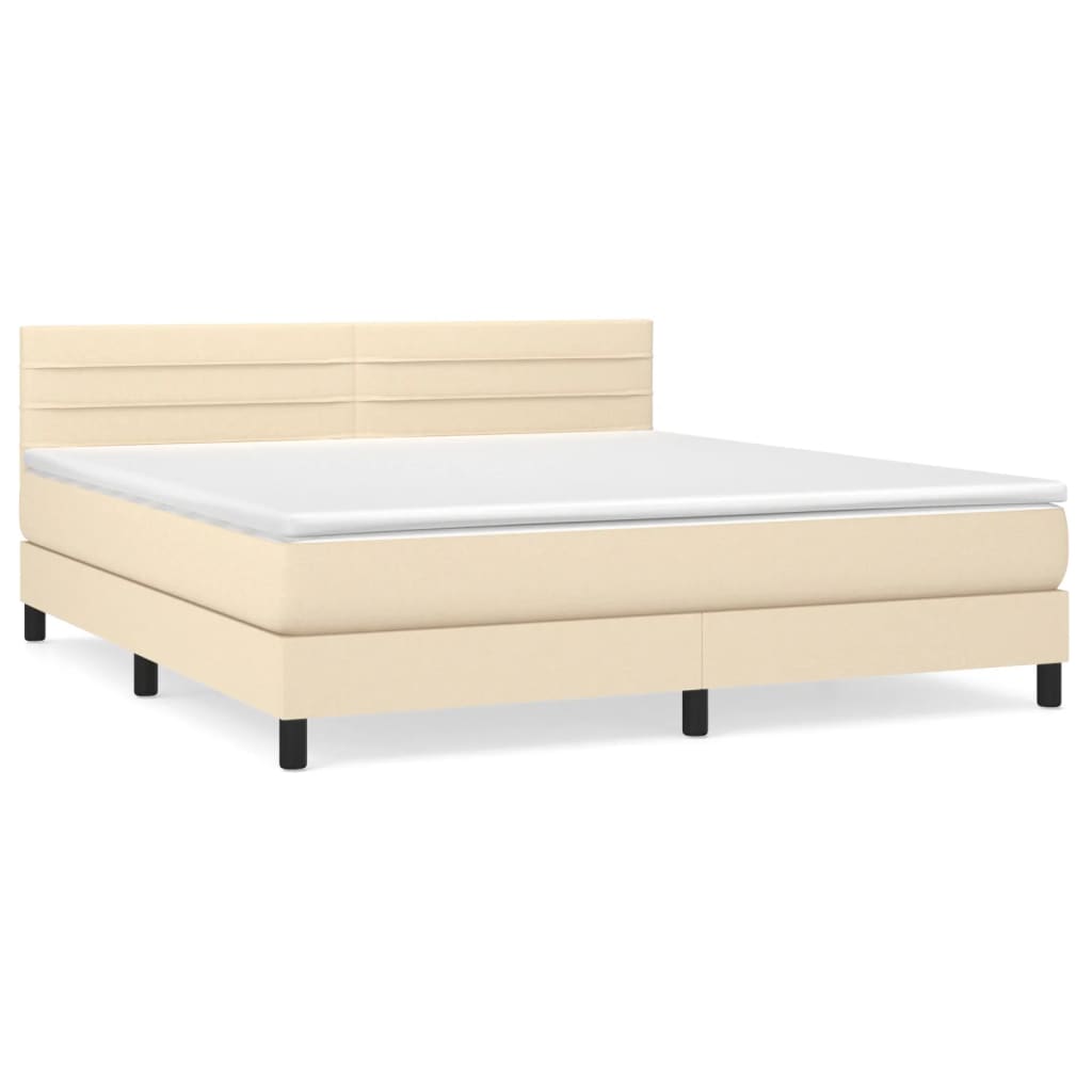 Krevet s oprugama i madracem krem 160x200 cm od tkanine