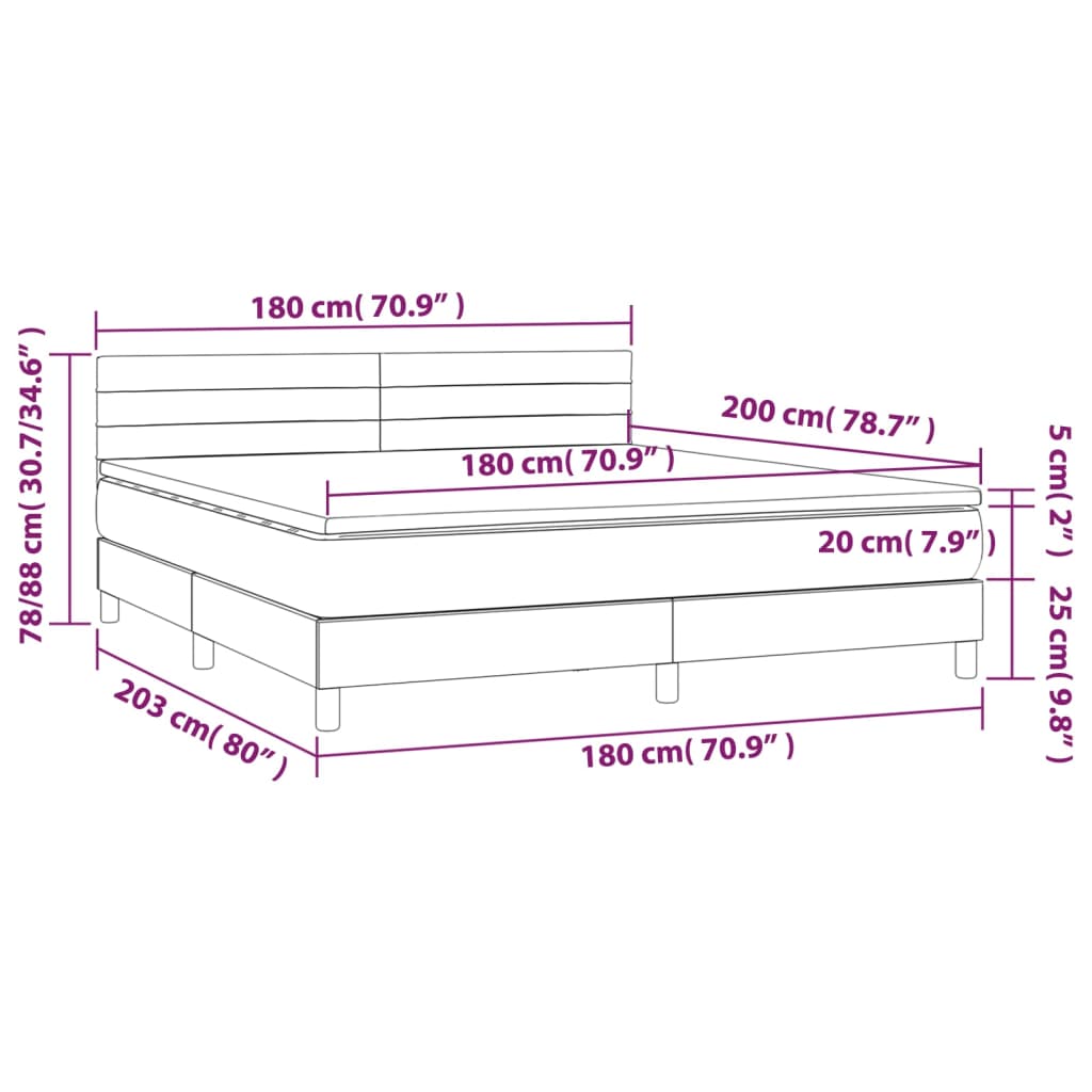 Krevet s oprugama i madracem plavi 180x200 cm od tkanine