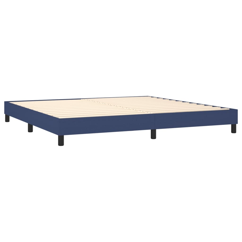 Krevet s oprugama i madracem plavi 200 x 200 cm od tkanine