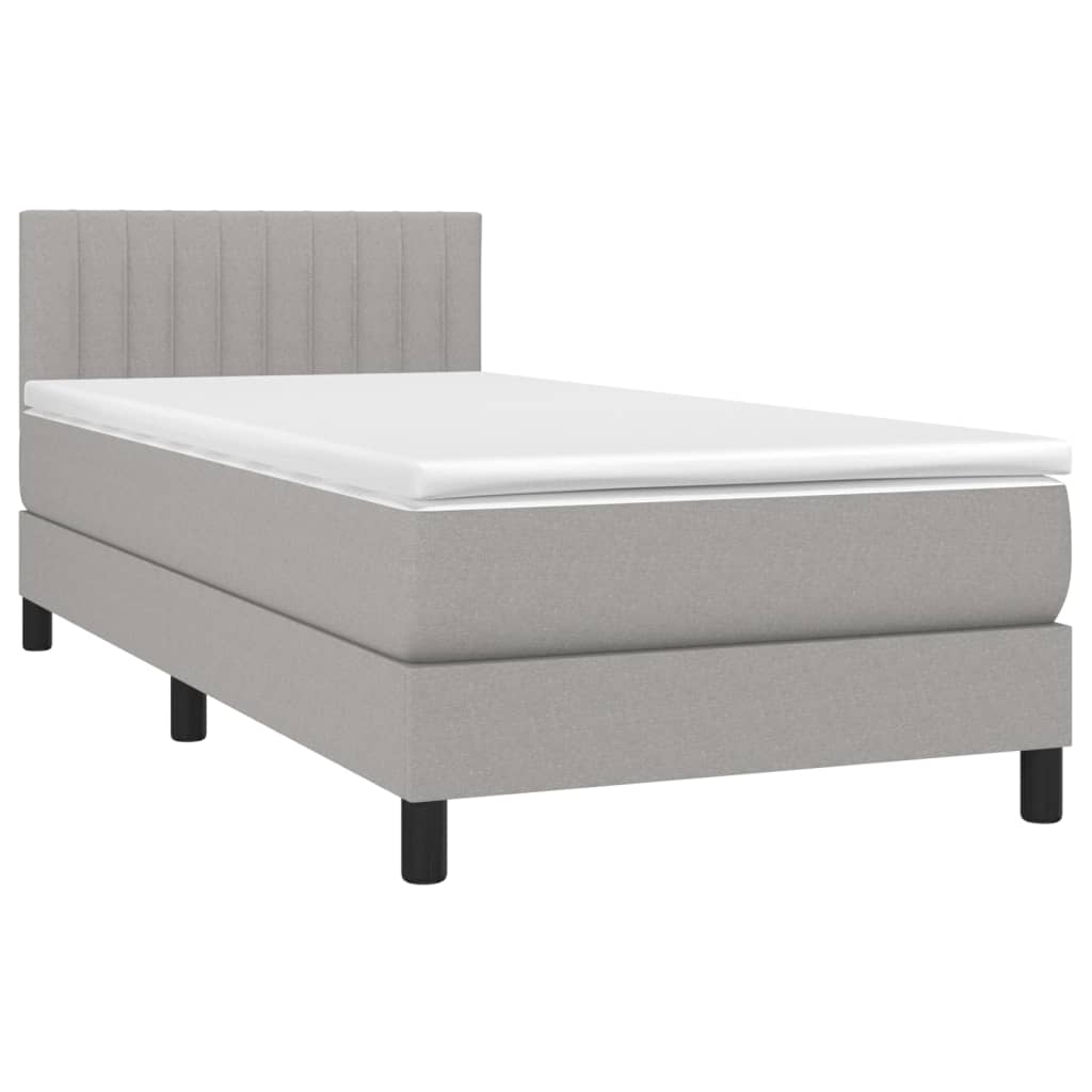 Box spring krevet s madracem svjetlosivi 90x190 cm od tkanine