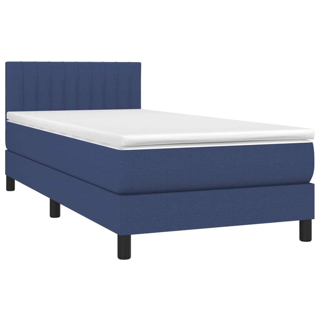 Krevet s oprugama i madracem plavi 90 x 190 cm od tkanine