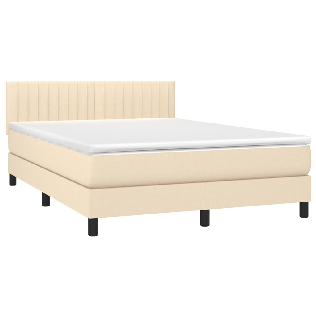 Krevet s oprugama i madracem krem 140x200 cm od tkanine