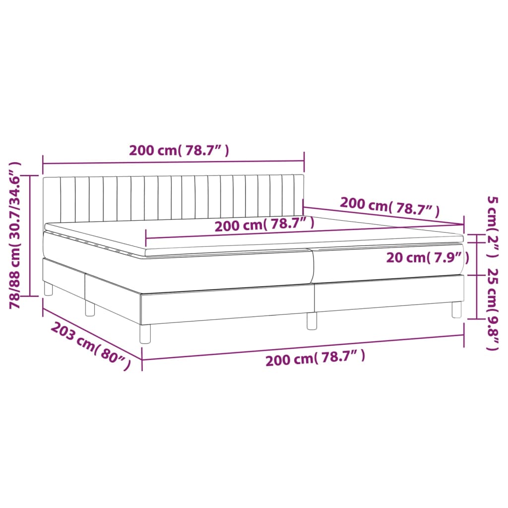 Krevet s oprugama i madracem crni 200x200 cm od tkanine